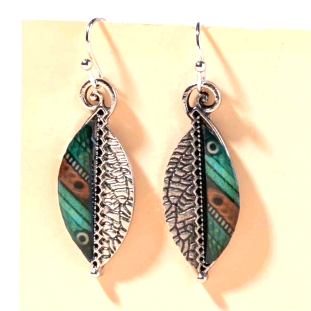 2 Tone Bohemian Feather Earrings